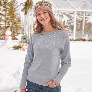 Sundance Gray Sequin Constellation Women’s 100% Cotton Sweater (size Large)
